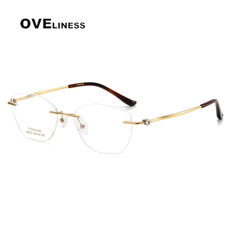 Oveliness Women's Rimless Polygon Titanium Eyeglasses 16018