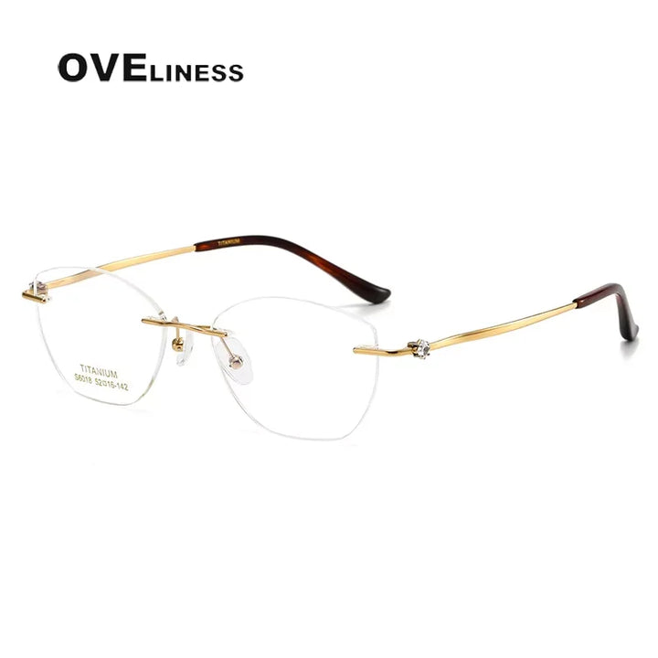 Oveliness Women's Rimless Polygon Titanium Eyeglasses 16018