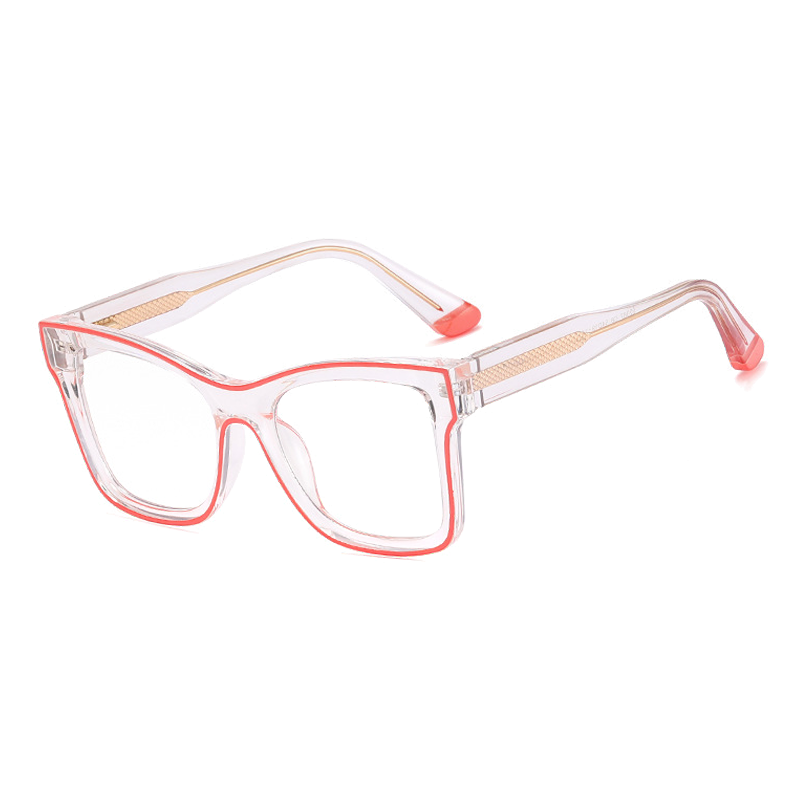 Ralferty Women's Full Rim Square Acetate Eyeglasses F82087 Full Rim Ralferty C8 Pink China 