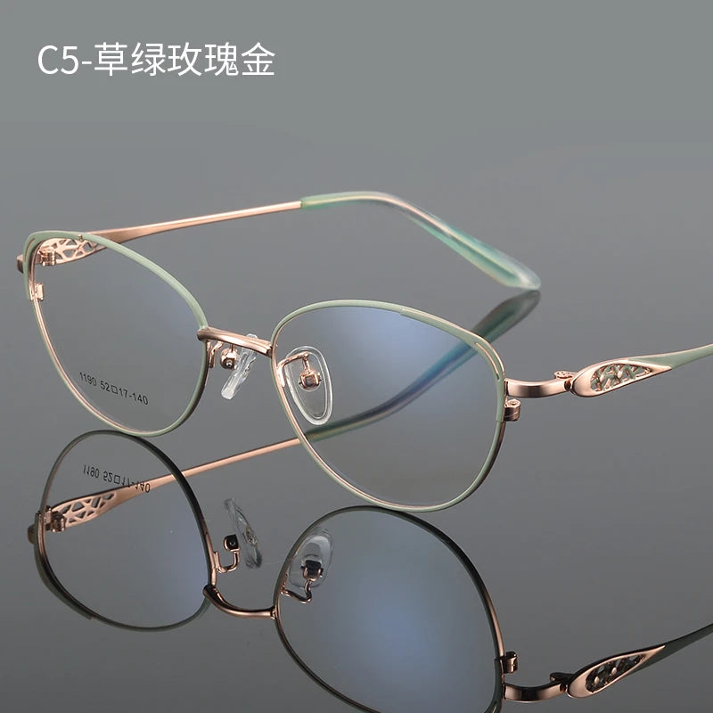 Bclear Women's Full Rim Oval Cat Eye Alloy Eyeglasses 61190