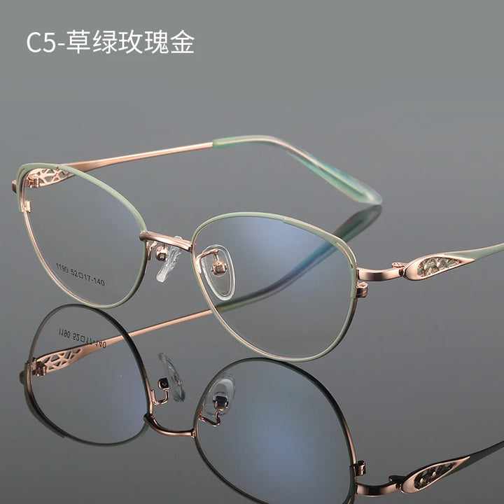 Bclear Women's Full Rim Oval Cat Eye Alloy Eyeglasses 61190