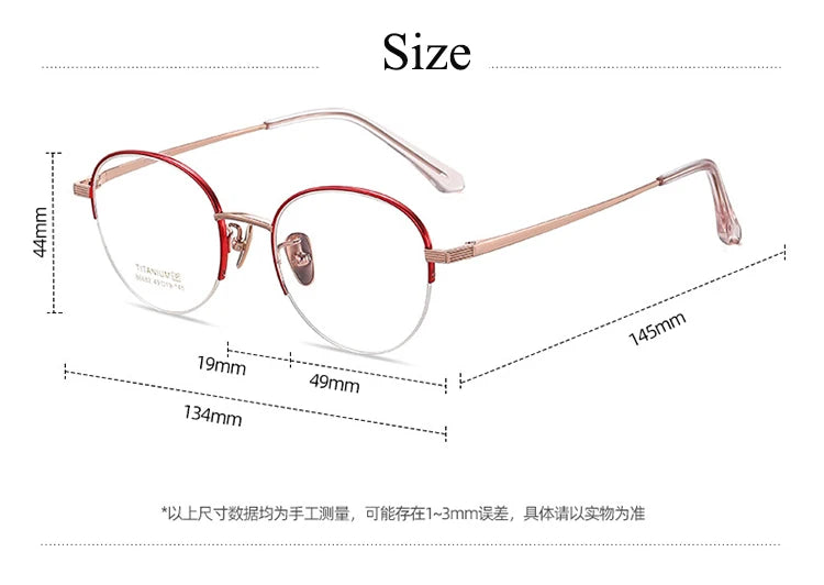 Bclear Unisex Semi Rim Round Titanium Eyeglasses 86682 Semi Rim Bclear