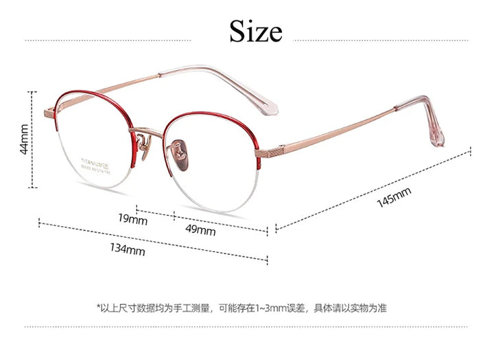Bclear Unisex Semi Rim Round Titanium Eyeglasses 86682 Semi Rim Bclear