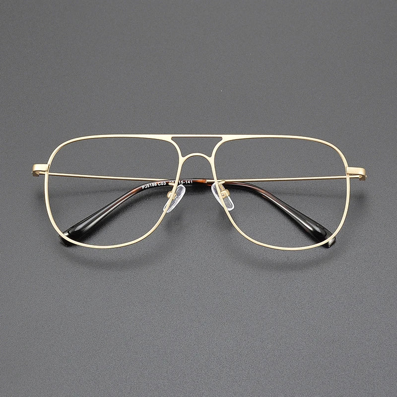 Gatenac Unisex Full Rim Square Double Bridge Titanium Eyeglasses Gxyj1241 Full Rim Gatenac