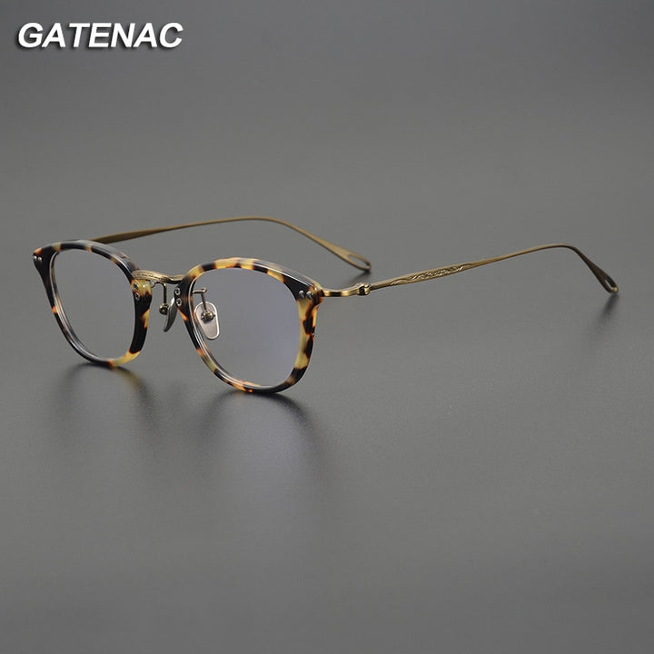 Gatenac Unisex Full Rim Square Titanium Acetate Eyeglasses Gxyj1091 Full Rim Gatenac