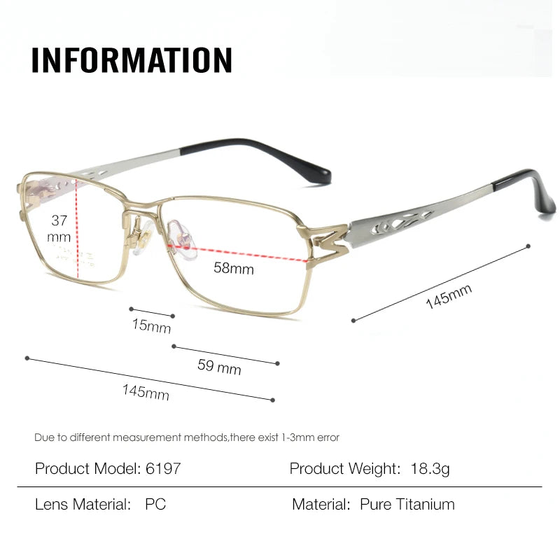 Muzz Men's Full Rim Square Double Bridge Titanium Acetate Eyeglasses 46197
