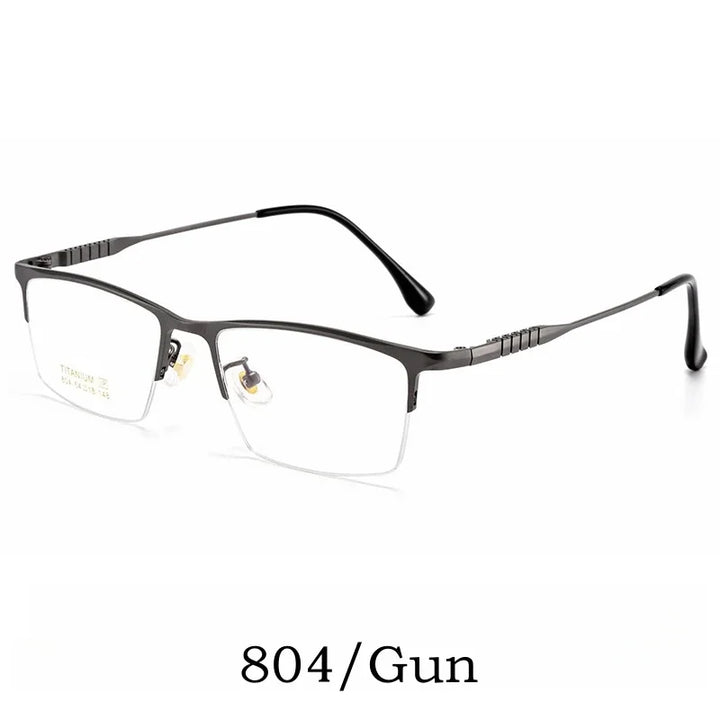Hdcrafter Unisex Semi Rim Square Brow Line Titanium Eyeglasses 80411