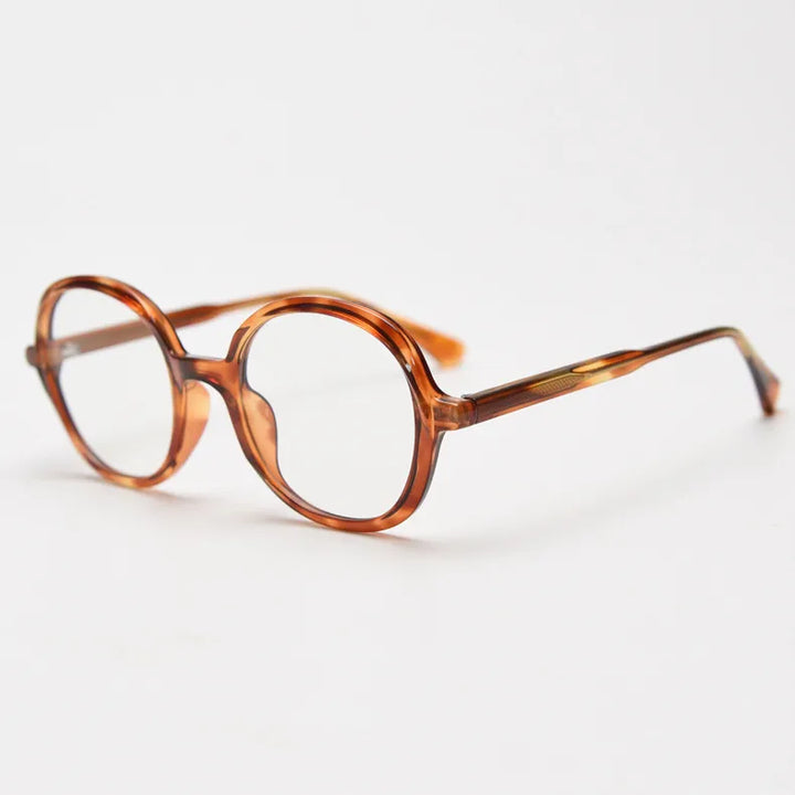 CCspace Unisex Full Rim Large Round Tr 90 Titanium Eyeglasses 56945 Full Rim CCspace C4Leopard