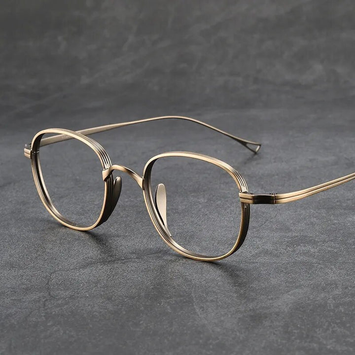 Yimaruili Unisex Full Rim Round Titanium Alloy Eyeglasses 8016 Full Rim Yimaruili Eyeglasses