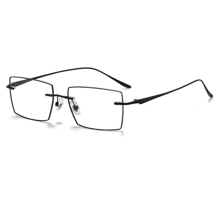 Yimaruili Unisex Rimless Polygon Square Titanium Eyeglasses 660398