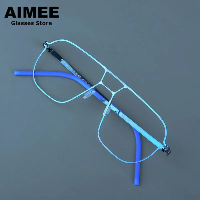 Aimee Unisex Full Rim Double Bridge Square Steel Eyeglasses14616