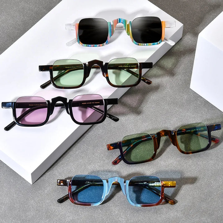 Nobler Women's Semi Rim Bottom Square Acetate Polarized Sunglasses 9352 Sunglasses Nobler
