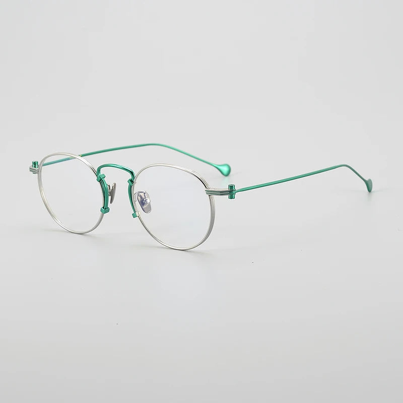 Muzz Unisex Full Rim Round Titanium Eyeglasses 19068 Full Rim Muzz Green