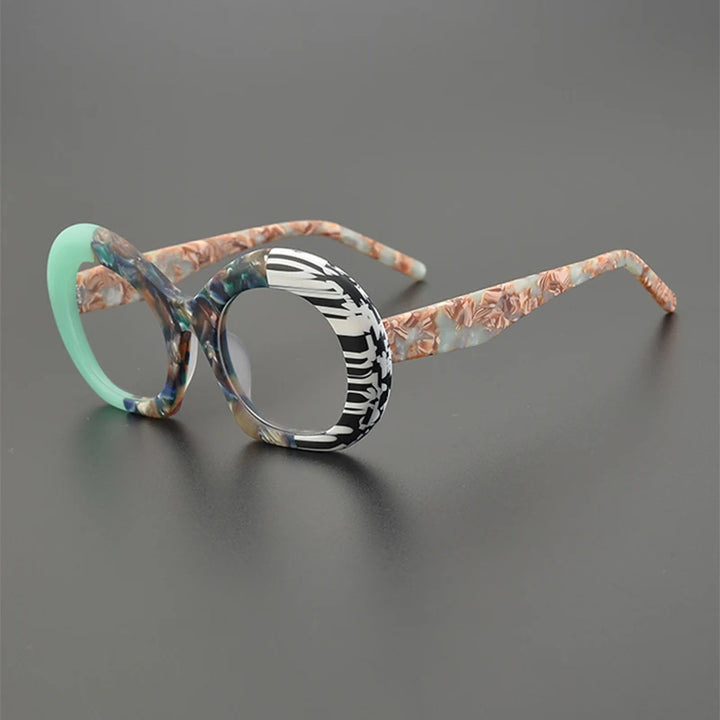 Nobler Unisex Full Rim Flat Bottom Round Acetate Eyeglasses 19345 Full Rim Nobler C2