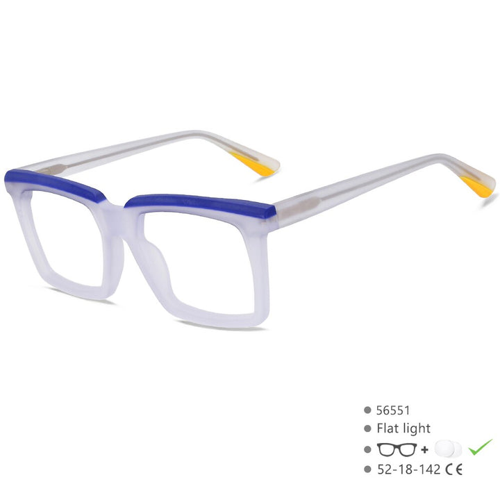 CCspace Unisex Full Rim Flat Top Square Acetate Eyeglasses 56551 Full Rim CCspace C2ClearBlue