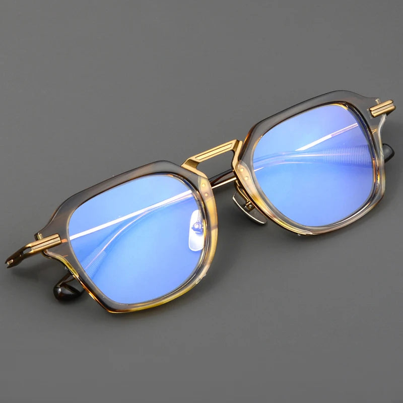 Black Mask Unisex Full Rim Titanium Square Eyeglasses D413 Full Rim Black Mask