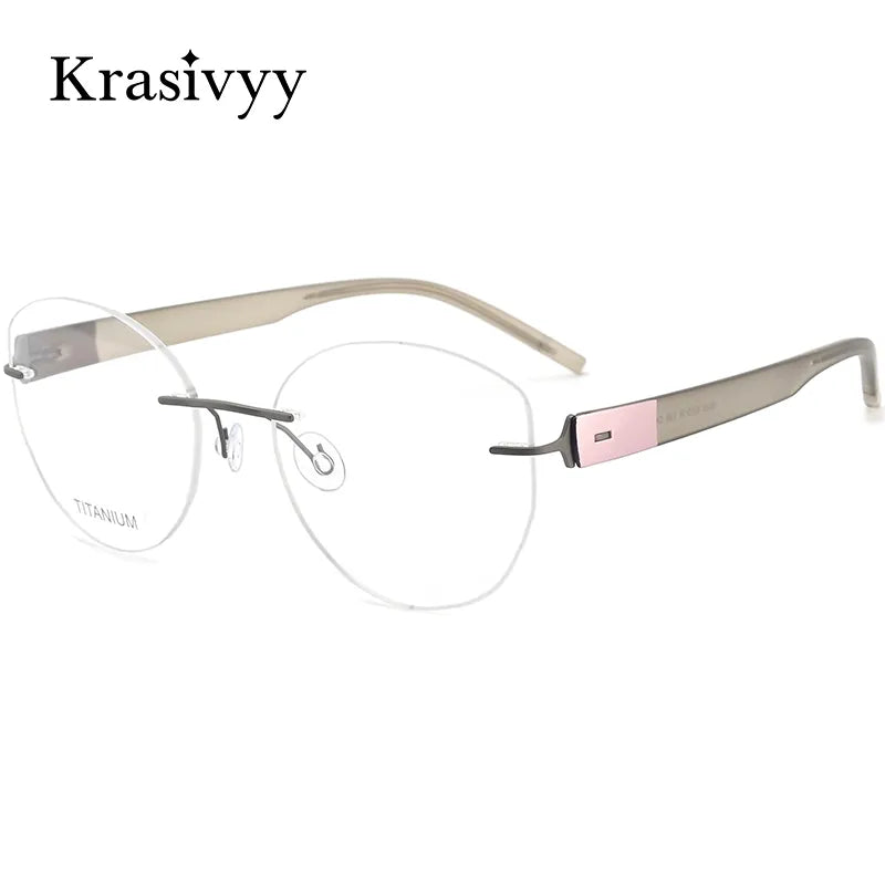 Krasivyy  Women's Rimless Cat Eye Tr 90 Titanium Eyeglasses Kr5535 Rimless Krasivyy   