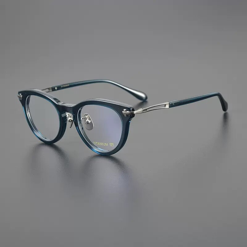 Gatenac Unisex Full Rim Cat Eye Acetate Titanium Eyeglasses Gxyj1120 Full Rim Gatenac Blue