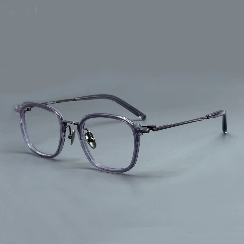 Black Mask Unisex Full Rim Square Acetate Titanium Eyeglasses 915110