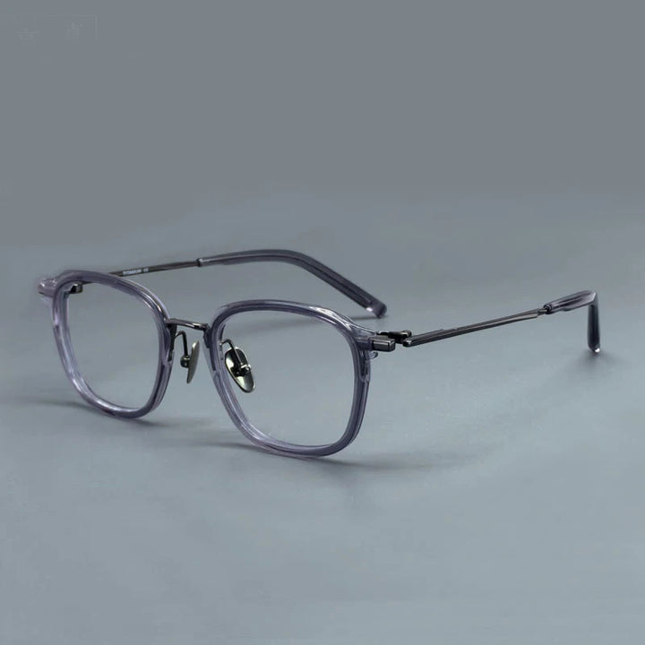Black Mask Unisex Full Rim Square Acetate Titanium Eyeglasses 915110