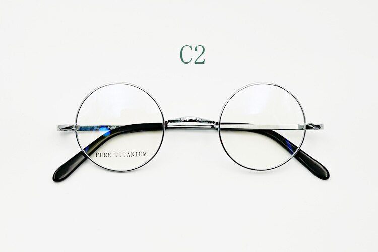 Yujo Unisex Full Rim 42 mm Round Titanium Eyeglasses Full Rim Yujo C2 China