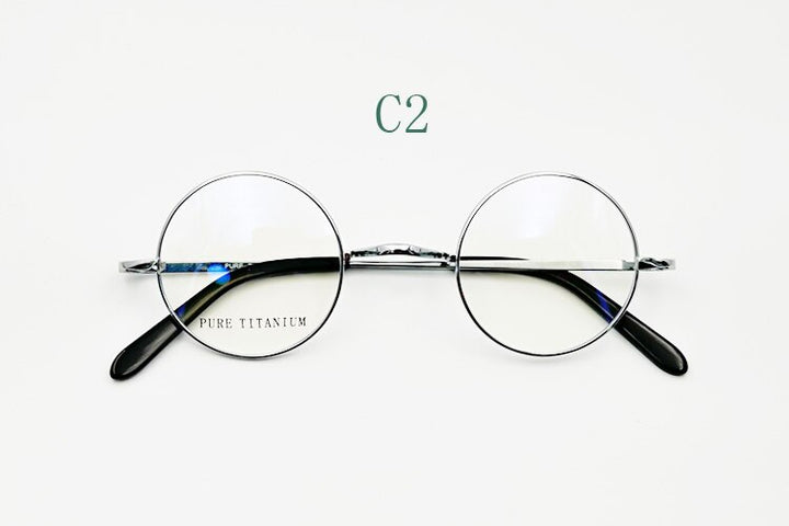 Yujo Unisex Full Rim 42 mm Round Titanium Eyeglasses Full Rim Yujo C2 China