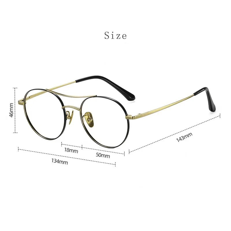 Hdcrafter Unisex Full Rim Round Double Bridge Titanium Eyeglasses 86578 Full Rim Hdcrafter Eyeglasses