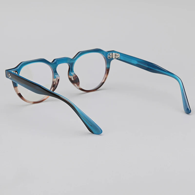 Hewei Unisex Full RIm Flat Top Polygon Acetate Eyeglasses 0028 Full Rim Hewei