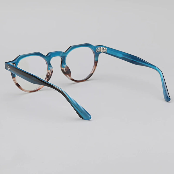 Hewei Unisex Full RIm Flat Top Polygon Acetate Eyeglasses 0028 Full Rim Hewei