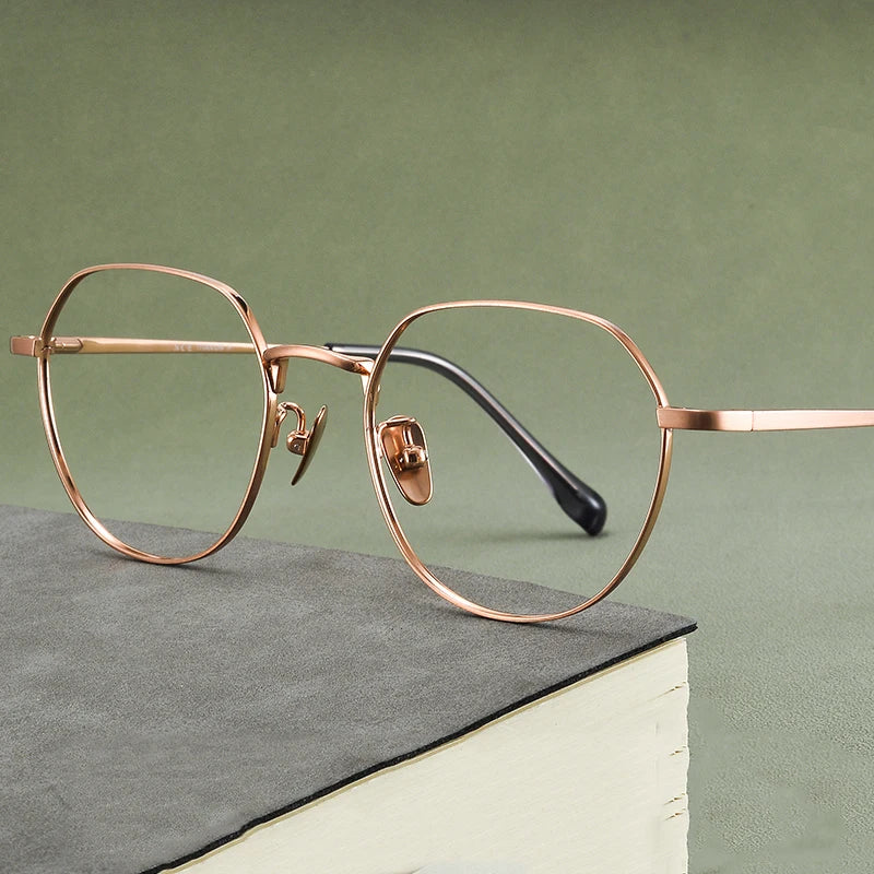 Bclear Women's Full Rim Flat Top Round Titanium Eyeglasses 48669 Full Rim Bclear