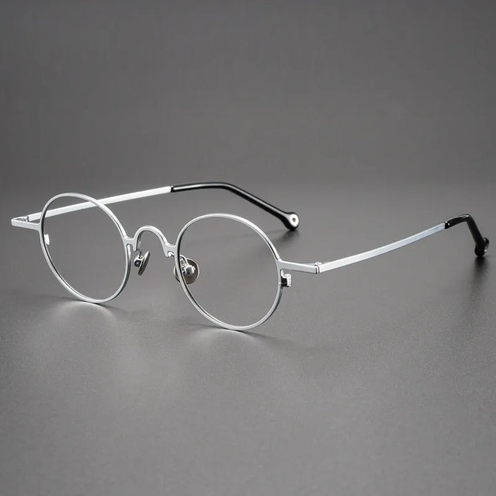 Kocolior Unisex Full Rim Small Round Titanium Hyperopic Reading Glasses K080 Reading Glasses Kocolior Silver 0
