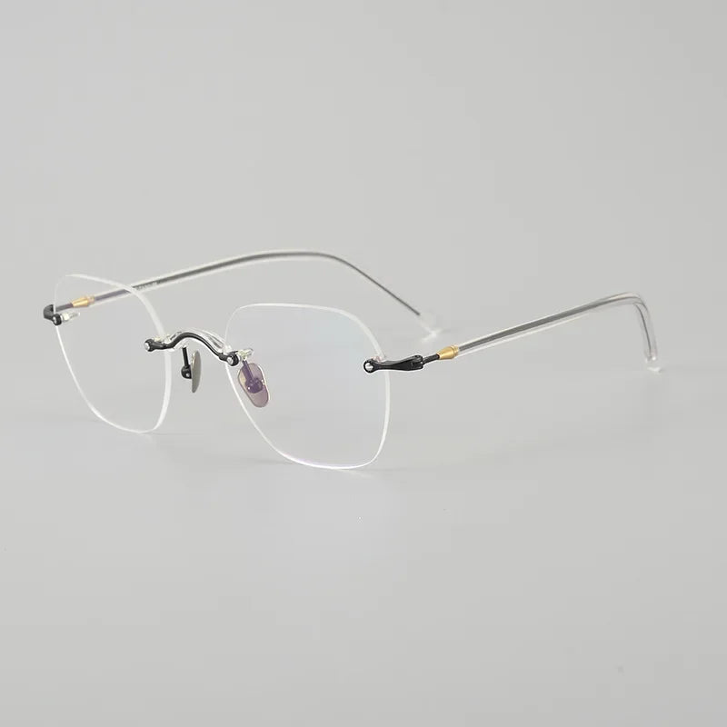 Muzz Unisex Rimless Polygon Square Titanium Eyeglasses 63122