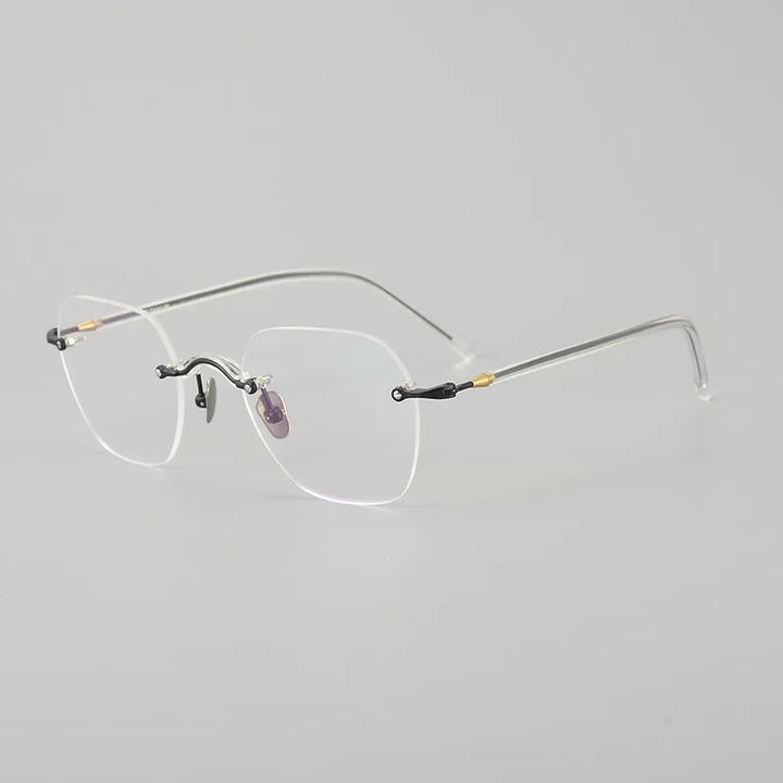 Muzz Unisex Rimless Polygon Square Titanium Eyeglasses 63122