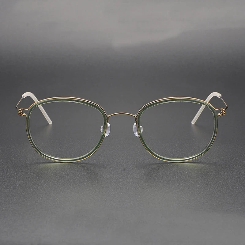 Black Mask Women's Full Rim Oval Screwless Titanium Acetate Eyeglasses 6611 Full Rim Black Mask