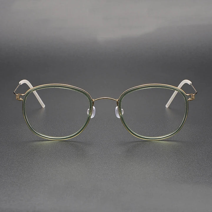Black Mask Women's Full Rim Oval Screwless Titanium Acetate Eyeglasses 6611 Full Rim Black Mask