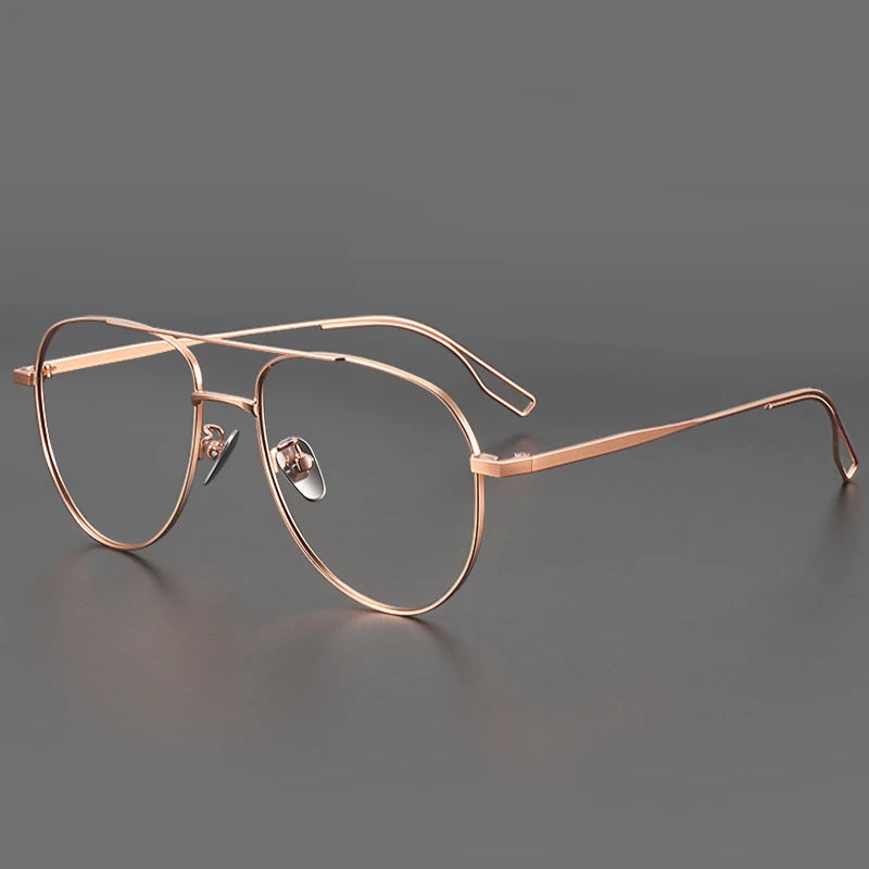 Muzz Unisex Full Rim Oval Double Bridge Titanium Eyeglasses 45016