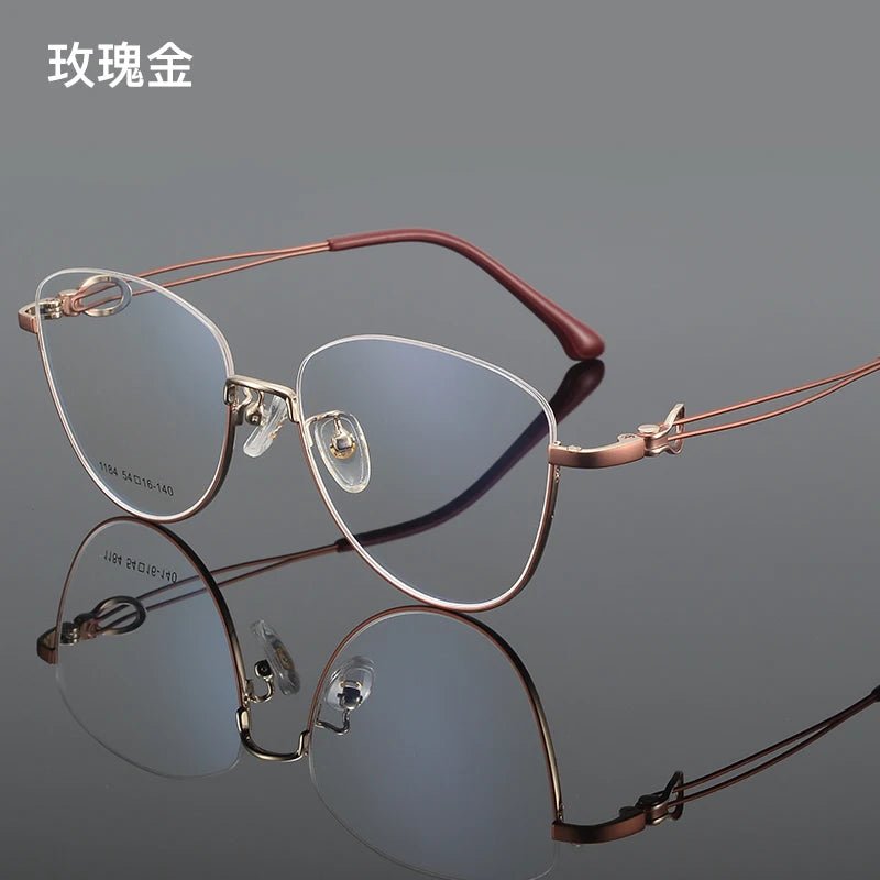 Bclear Women's Semi Rim Square Cat Eye Alloy Eyeglasses 61184