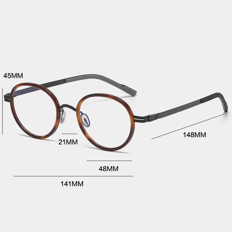 Gatenac Unisex Full Rim Round Titanium Eyeglasses Gxyj1154 Full Rim Gatenac