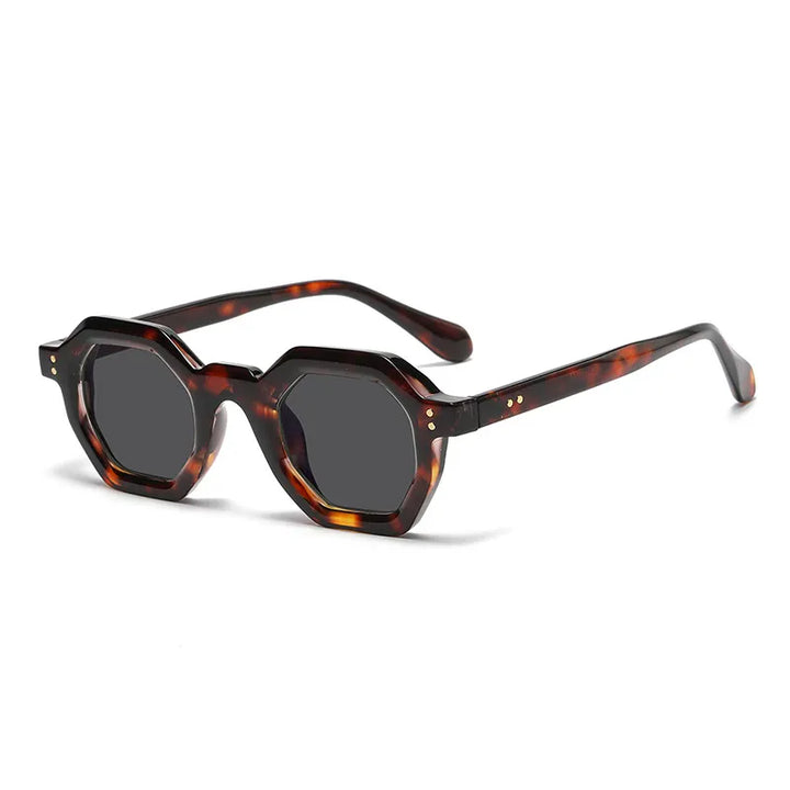 CCspace Unisex Full Rim Polygon Plastic Eyeglasses 56891 Full Rim CCspace C9Leopard