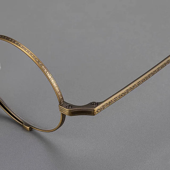 Yujo Unisex Full Rim Round Titanium Eyeglasses 4527 Full Rim Yujo