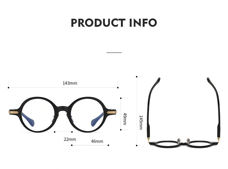 CCspace Unisex Full Rim Round Acetate Eyeglasses 56385 Full Rim CCspace