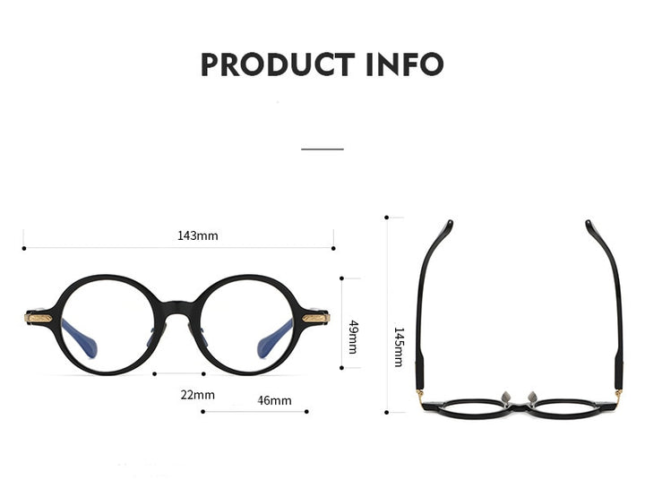 CCspace Unisex Full Rim Round Acetate Eyeglasses 56385 Full Rim CCspace