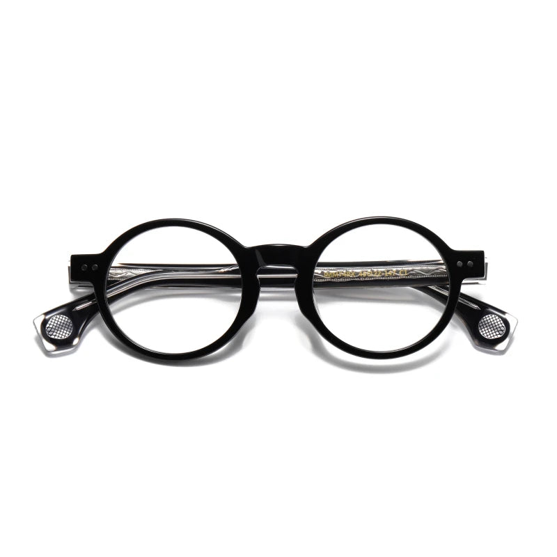 Black Mask Unisex Full Rim Round Acetate Eyeglasses 51474