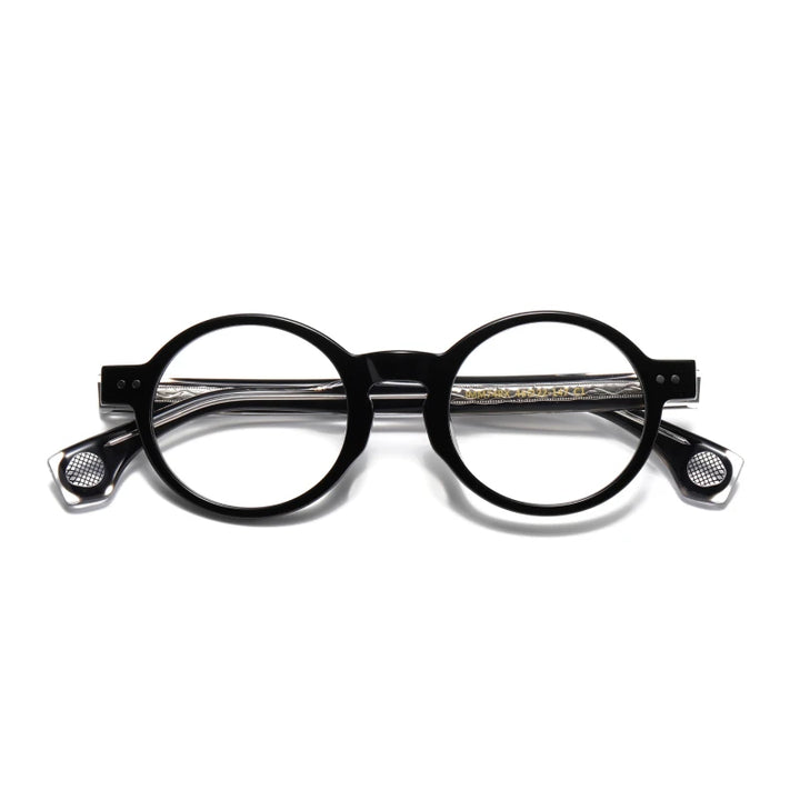 Black Mask Unisex Full Rim Round Acetate Eyeglasses 51474