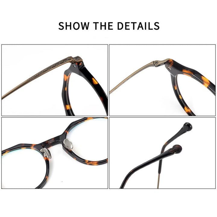 Black Mask Women's Full Rim Flat Top Round Titanium Acetate Eyeglasses 42402 Full Rim Black Mask
