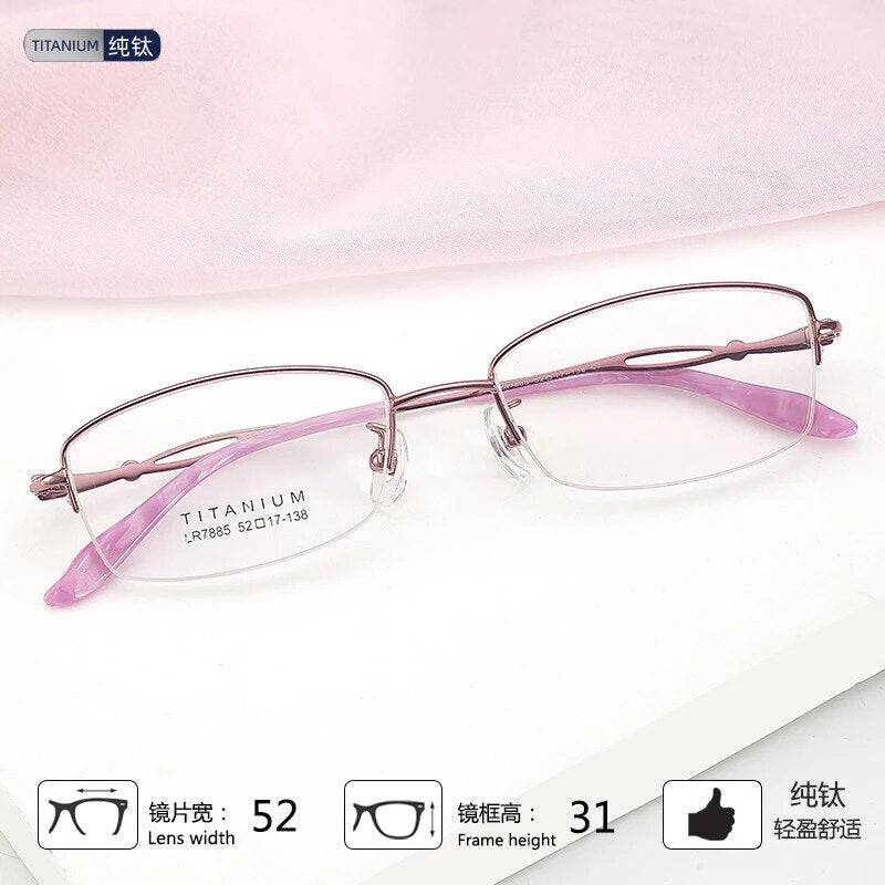Bclear Women's Semi Rim Square Titanium Eyeglasses Lb7885 Semi Rim Bclear