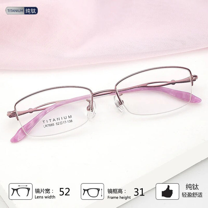 Bclear Women's Semi Rim Square Titanium Eyeglasses Lb7885 Semi Rim Bclear