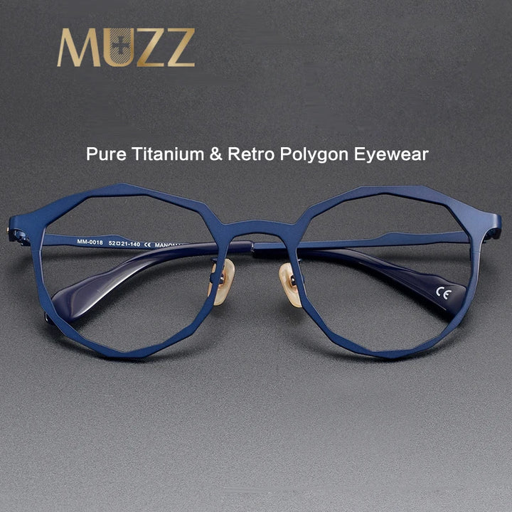 Muzz Unisex Full Rim Polygon Round Titanium Eyeglasses 620018