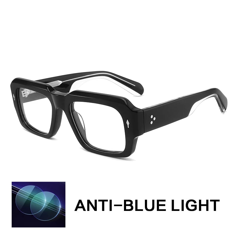 Gatenac Unisex Full Rim Big Square Acetate Reading Glasses G91019