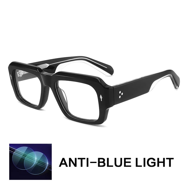 Gatenac Unisex Full Rim Big Square Acetate Reading Glasses G91019